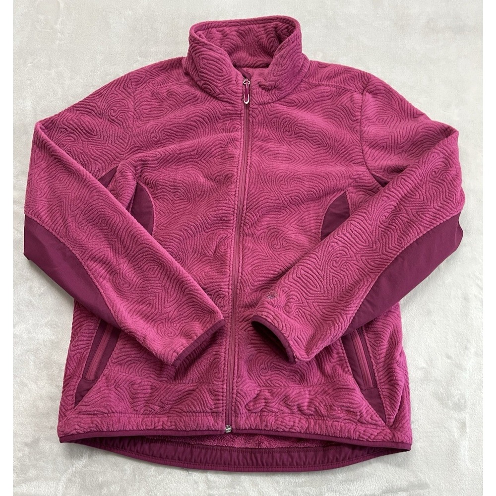 Vintage LL BEAN Sweater Jacket Women Large Pink Fleece Full Zip Hi-Low Hiking